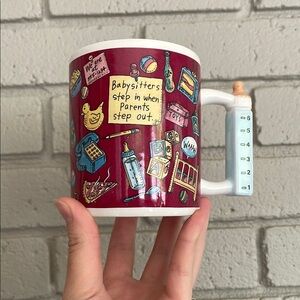 Nostalgic 90s Babysitter Mug with Red and Blue Accents